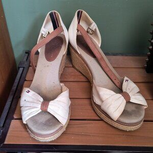 White Tommy Hilfiger Rope-wrapped Platform Sandals